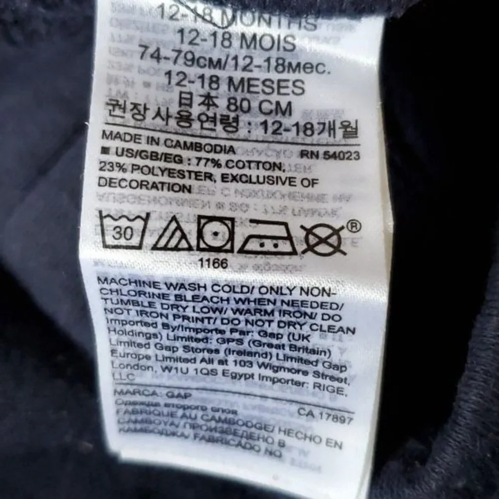 Gap Kids Arch Jogger Set Sweat Pants Sweatshirt Hoodie Hooded Indigo 12-18 MONTH